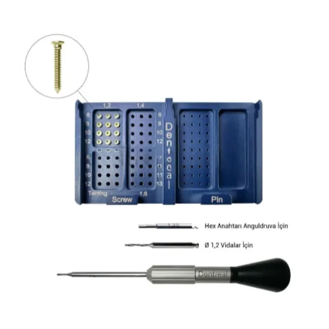 Dentreal Bonfix GBR Titanyum Kemik,Plate,Mesh Sabitleme Mini Vida Seti  - 1,2 mm Vidalar photo
