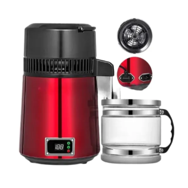 Dentreal Dahili Termostatlı Distile Saf Su Arıtma İmbik Cihazı - Kırmızı photo