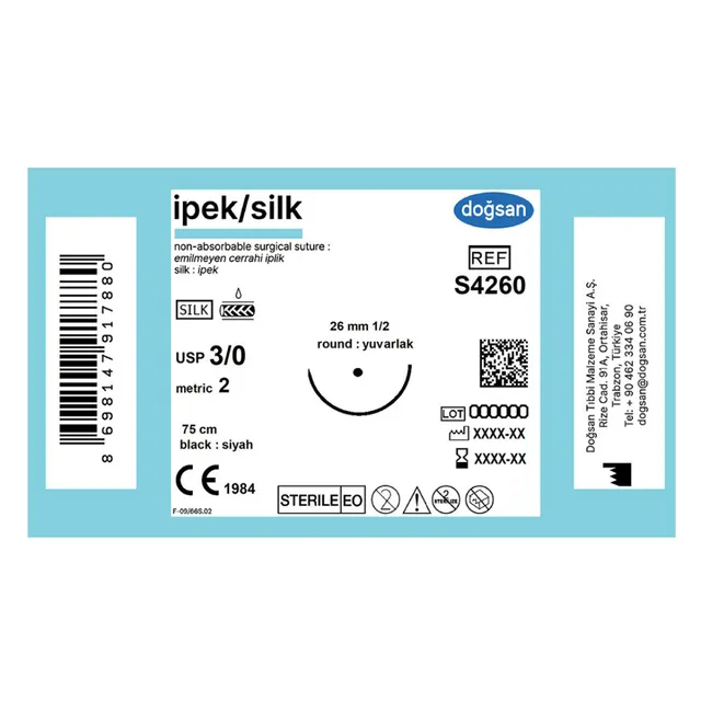 Doğsan İpek 0 26 1/2 Yuvarlak 75cm Emilemeyen Sütur photo
