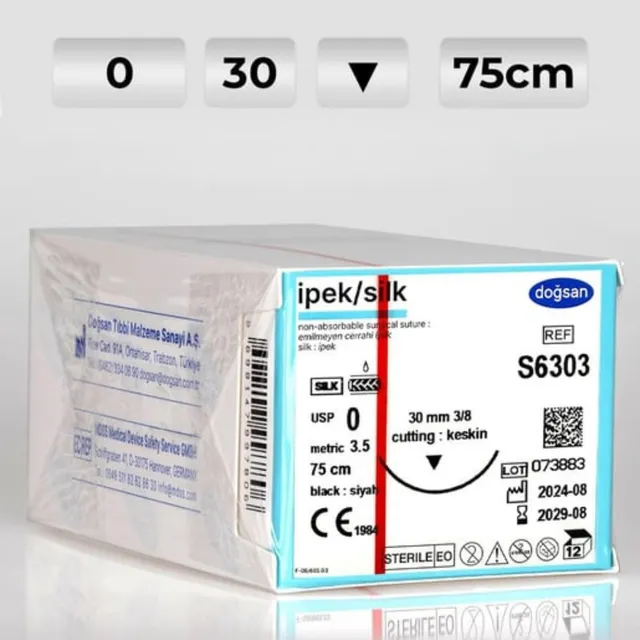 Doğsan İpek 0 30 3/8 Keskin(▼) 75cm Emilemeyen Sütur photo