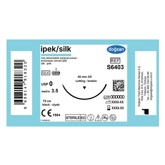 Doğsan İpek 0 50 3/8 Keskin(▼) 75cm Emilemeyen Sütur photo