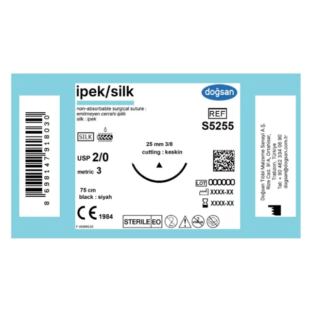 Doğsan İpek 2/0 35 3/8 Keskin(▼) 75cm Emilemeyen Sütur photo