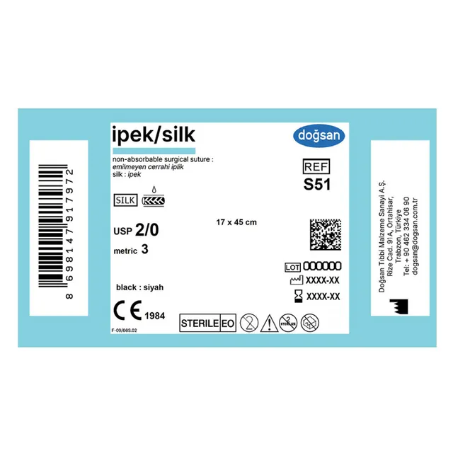 Doğsan İpek 2/0 60 Düz Keskin(▼) 75cm Emilemeyen Sütur photo