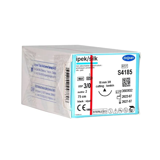 Doğsan İpek 3/0 18 3/8 Keskin (Δ) 75cm İpek Emilemeyen Sütür 12 Ad./Pkt photo