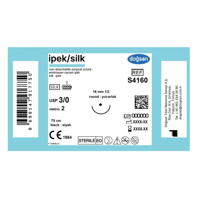 Doğsan İpek 3/0 16 1/2 Yuvarlak 75cm Emilemeyen Sütur photo