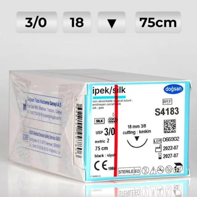 Doğsan İpek 3/0 18 3/8 Keskin(▼) 75cm Emilemeyen Sütur photo