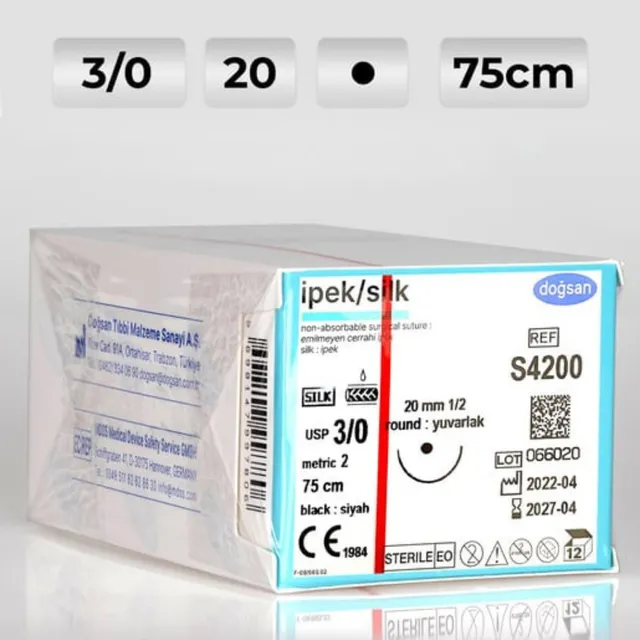 Doğsan İpek 3/0 20 1/2 Yuvarlak 75cm Emilemeyen Sütur photo