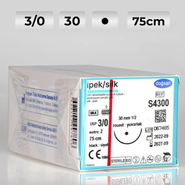 Doğsan İpek 3/0 30 3/8 Keskin(▼) 75cm Emilemeyen Sütur photo