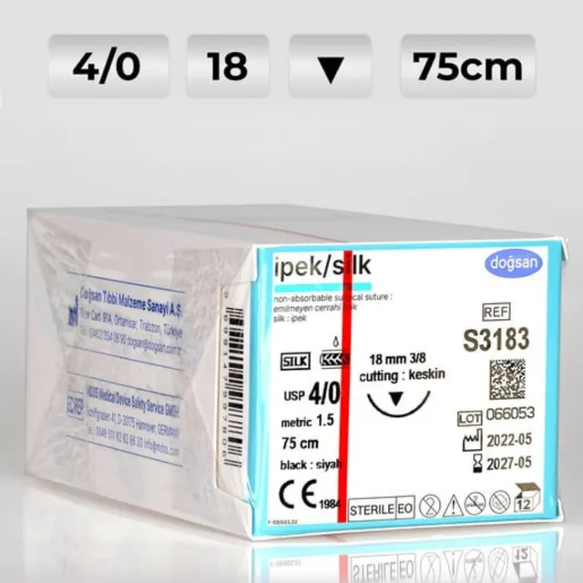 Doğsan İpek 4/0 18 3/8 Keskin(▼) 75cm Emilemeyen Sütur photo