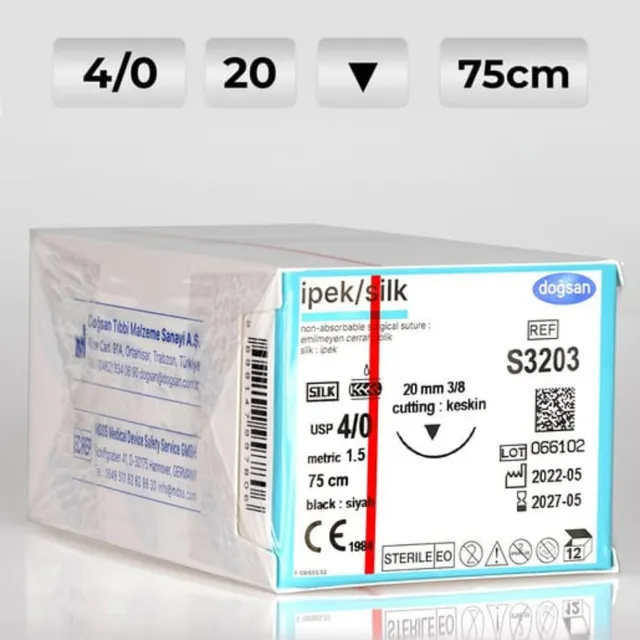 Doğsan İpek 4/0 20 3/8 Keskin(▼) 75cm Emilemeyen Sütur photo