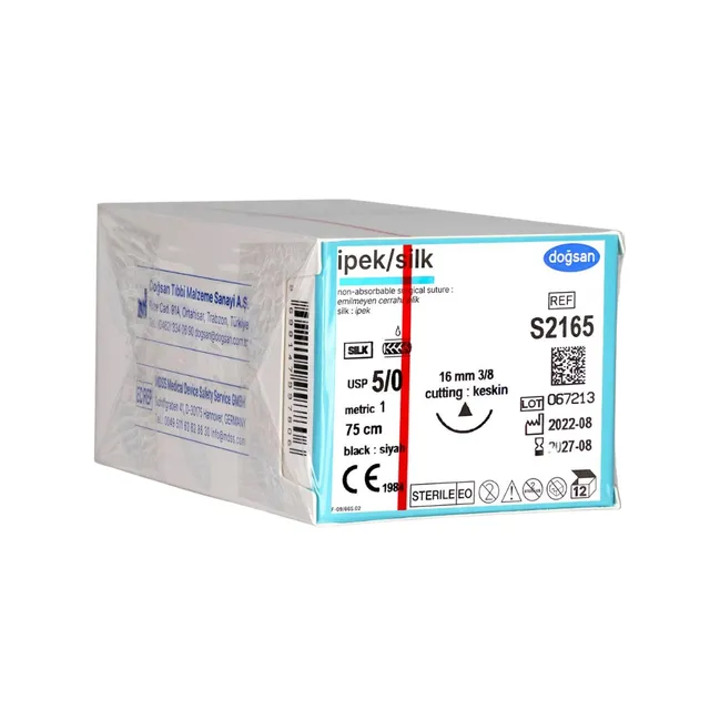 Doğsan İpek 5/0 16 3/8 Keskin (▼) 75cm Emilemeyen Sütür 12 Ad./Pkt photo