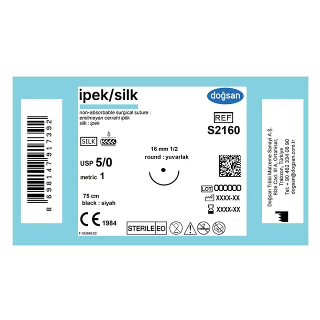 Doğsan İpek 5/0 13 3/8 Yuvarlak 330µ 75cm Emilemeyen Sütur photo