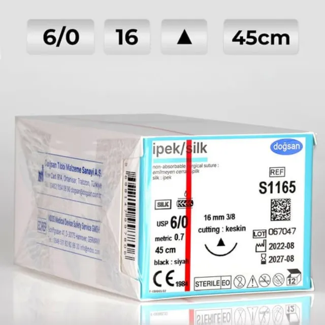Doğsan İpek 6/0 16 3/8 Keskin(Δ) 45cm Emilemeyen Sütur photo