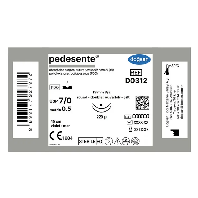 Doğsan Pedesente 7/0 13 3/8 Yuvarlak (●),çift 45cm PDO Emilebilir Sütur  photo