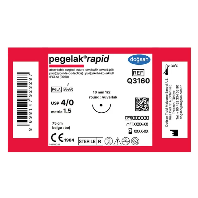 Doğsan Pegelak Rapid 4/0 13 düz dia 75cm 430mic Emilebilir Sütür photo