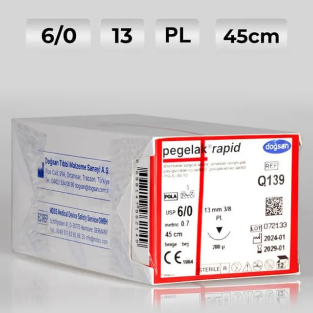 Doğsan Pegelak Rapid 6/0 13 3/8 PL 280µ 45cm Emilebilir Sütür photo
