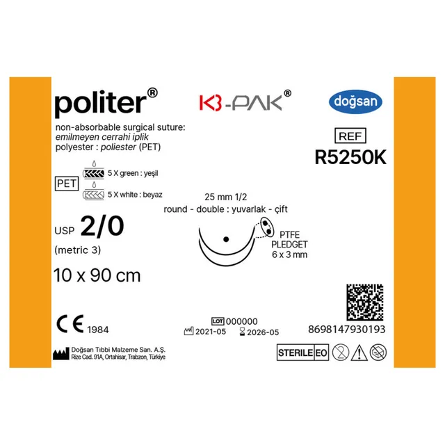Doğsan Politer 2/0 25 1/2 yuv çft 10x75cm 6*3p photo