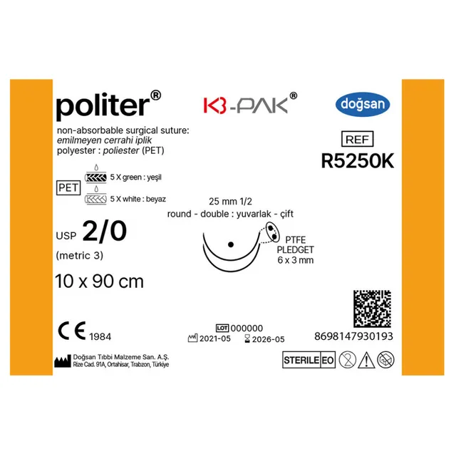 Doğsan Politer 2/0 25 1/2 yuv çft 10x90cm 6*3p photo