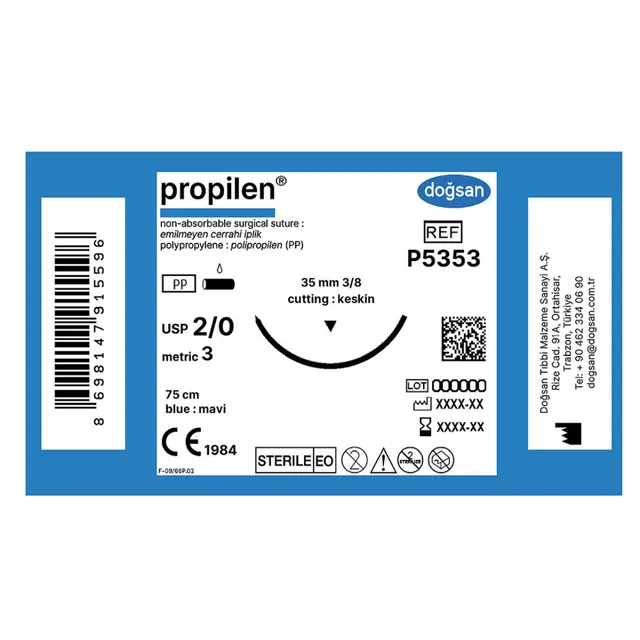 Doğsan Propilen 2/0 35 3/8 Keskin(▼) 75cm photo