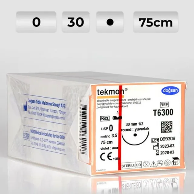 Doğsan Tekmon 0 30 1/2 Yuvarlak 75cm PGCL Emilebilir Sütür  photo