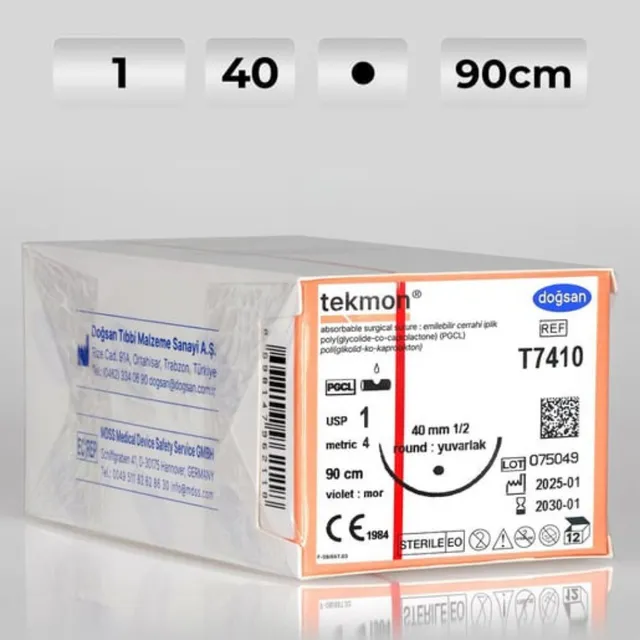 Doğsan Tekmon 1 40 1/2 Yuvarlak 90cm PGCL Emilebilir Sütür photo