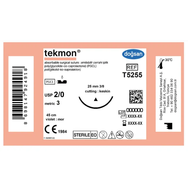 Doğsan Tekmon 2/0 25 3/8 Keskin(Δ) 45cm PGCL Emilebilir Sütür  photo