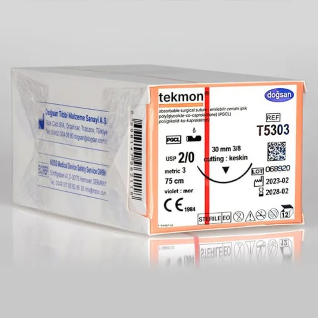 Doğsan Tekmon 2/0 40 1/2 Yuvarlak 75cm PGCL Emilebilir Sütür photo