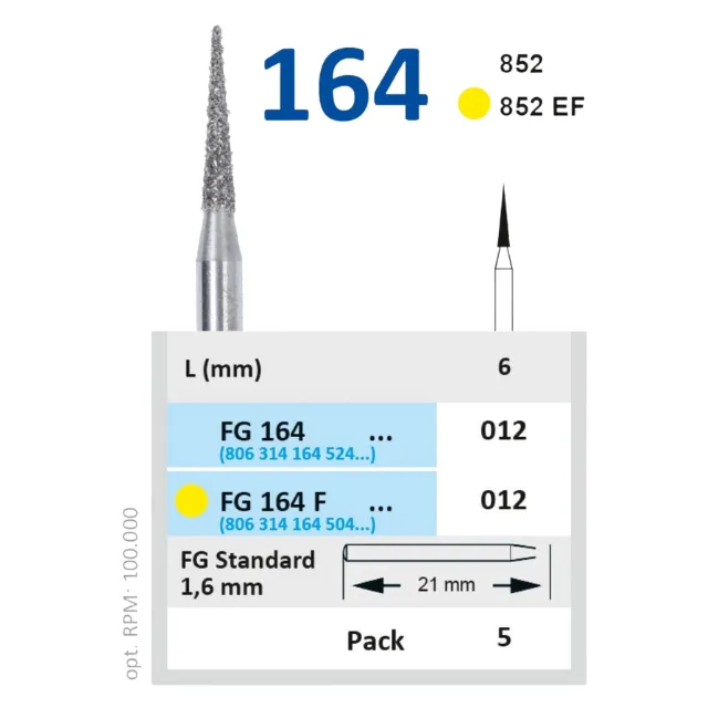 Horico Alev Uç Elmas Frez FG 164 2