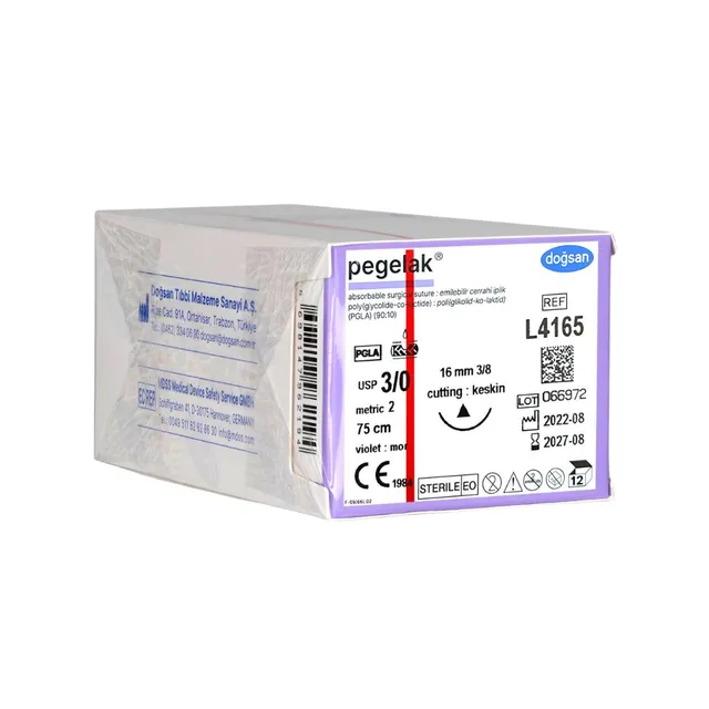 Doğsan Pegelak 3/0 16 3/8 Keskin (Δ) 75cm PGLA Emilebilir Sütür 12 Ad./Pkt photo