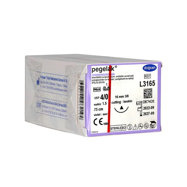 Doğsan Pegelak 4/0 16 3/8 Keskin (Δ) 75cm PGLA Emilebilir Sütür 12 Ad./Pkt photo