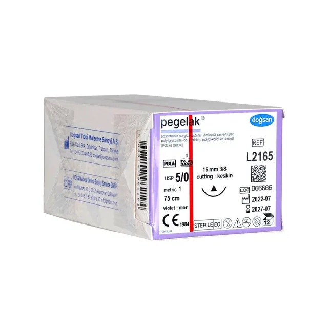 Doğsan Pegelak 5/0 16 3/8 Keskin (Δ) 75cm PGLA Emilebilir Sütür 12 Ad./Pkt photo