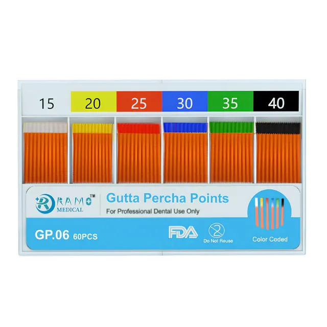 Ramo RCS GP/.04 & GP/.06 TAPER 15 - 40 60/Pcs Gutta Percha Points photo