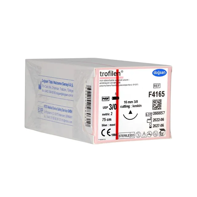 Trofilen 3/0 16 3/8 Keskin (▼) 75cm PVDF Emilemeyen Sütür 12 Ad./Pkt photo