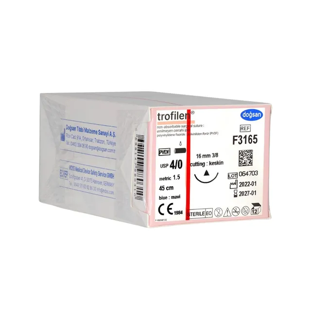 Trofilen 4/0 16 3/8 Keskin (Δ) 45cm PVDF Emilemeyen Sütür 12 Ad./Pkt photo