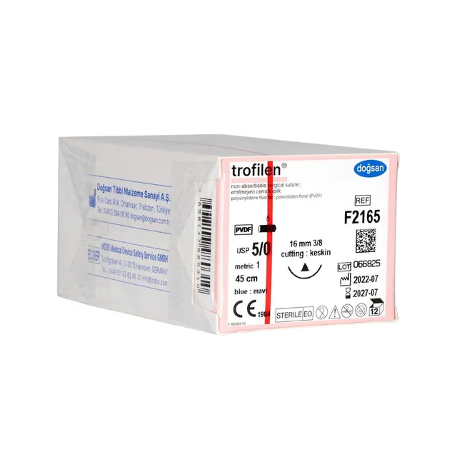 Trofilen 5/0 16 3/8 Keskin (Δ) 45cm PVDF Emilemeyen Sütür 12 Ad./Pkt photo